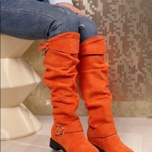 Orange Faux suede Women's Boots